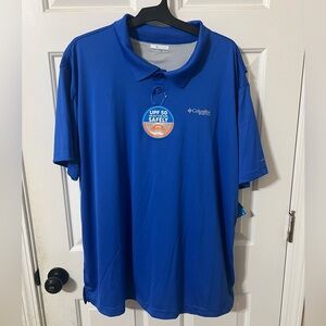 NWT Columbia Men’s 2XL Blue Performance Short Sleeve Polo Shirt Outdoors Fishing